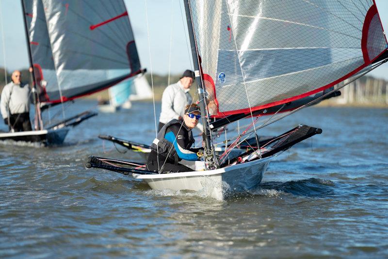 Charlie Matthews leads the Blaze group - first races of the RCYC Snow Globe photo copyright Petru Balau Sports Photography / sports.hub47.com taken at Royal Corinthian Yacht Club, Burnham and featuring the Blaze class