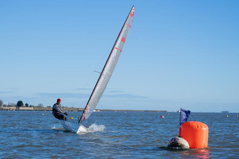 Jason Phelps starts on the pin end - third week of the RCYC Snow Globe photo copyright Petru Balau Sports Photography / sports.hub47.com taken at Royal Corinthian Yacht Club, Burnham and featuring the Blaze class