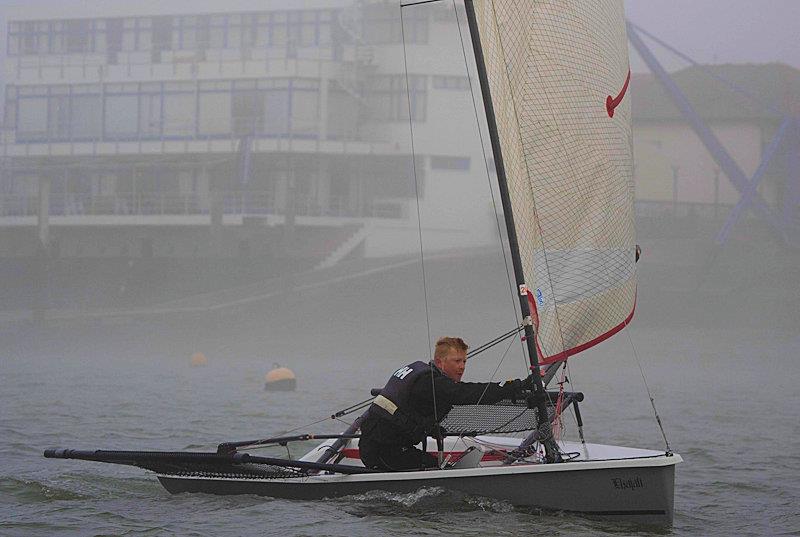 Charlie Matthews is second overall now - fourth week of the RCYC Snow Globe photo copyright Petru Balau Sports Photography / sports.hub47.com taken at Royal Corinthian Yacht Club, Burnham and featuring the Blaze class