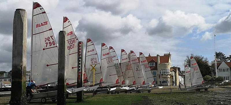 The fleet lined up during the 2023 Blaze Nationals at Warsash photo copyright Andy Wilson taken at Warsash Sailing Club and featuring the Blaze class