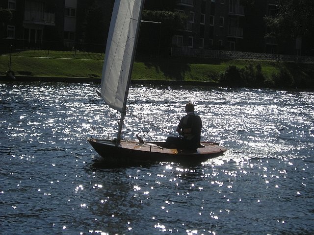 An angry Thames for the Staines British Moth open photo copyright Karen Honour taken at Staines Sailing Club and featuring the British Moth class