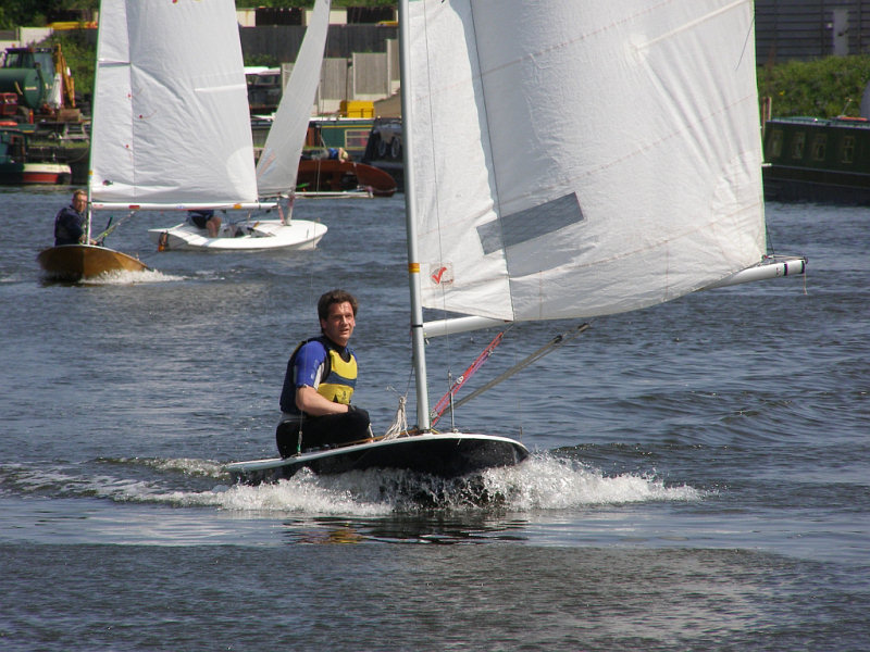 Glorious sunshine and a gusty breeze for the British Moths at Evesham photo copyright Karen Collyer taken at Evesham Sailing Club and featuring the British Moth class