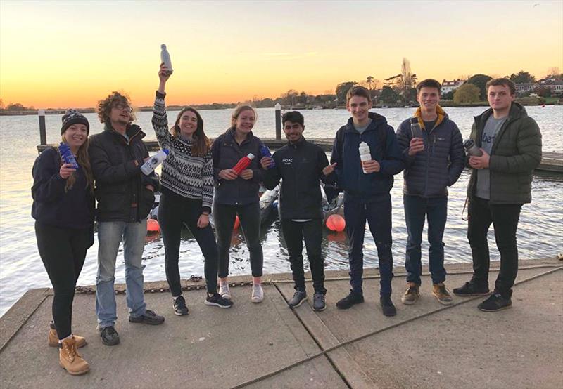 University of East Anglia SC Sustainability Team demos resusable bottles at sunset photo copyright BUSA taken at  and featuring the BUSA class