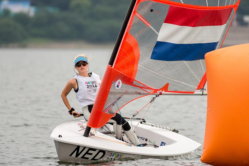 The Netherlands' Odile Van Aanholt on day 5 of the Youth Olympic Games 2014 photo copyright ISAF taken at  and featuring the Byte class