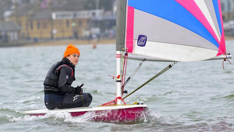 Leigh-on-Sea Sailing Club Brass Monkey Race 2024 photo copyright David Maynard / www.alleycatphotographer.com taken at Leigh-on-Sea Sailing Club and featuring the Byte class