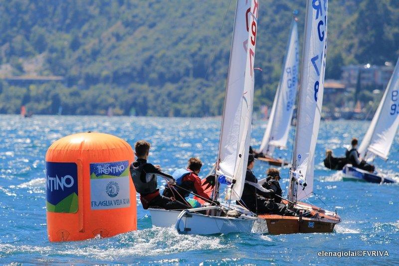 Cadet Worlds at Lake Garda day 2 photo copyright Elena Giolai / Fraglia Vela Riva taken at Fraglia Vela Riva and featuring the Cadet class