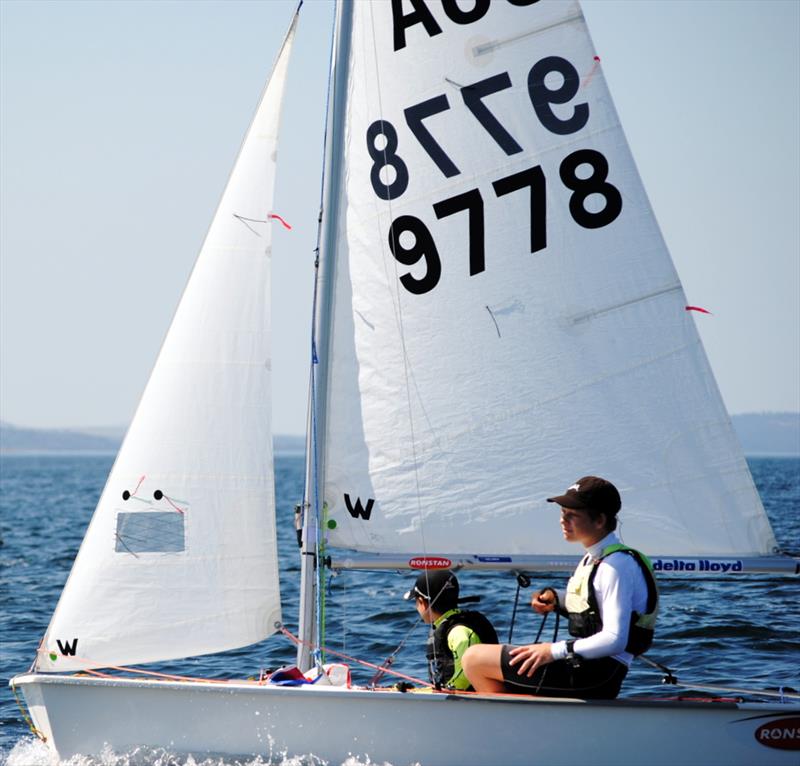 Cadet winners Will Cooper and Hugo Allison at the PJ Super Series Regatta in Hobart photo copyright Peter Campbell taken at Sandy Bay Sailing Club and featuring the Cadet class