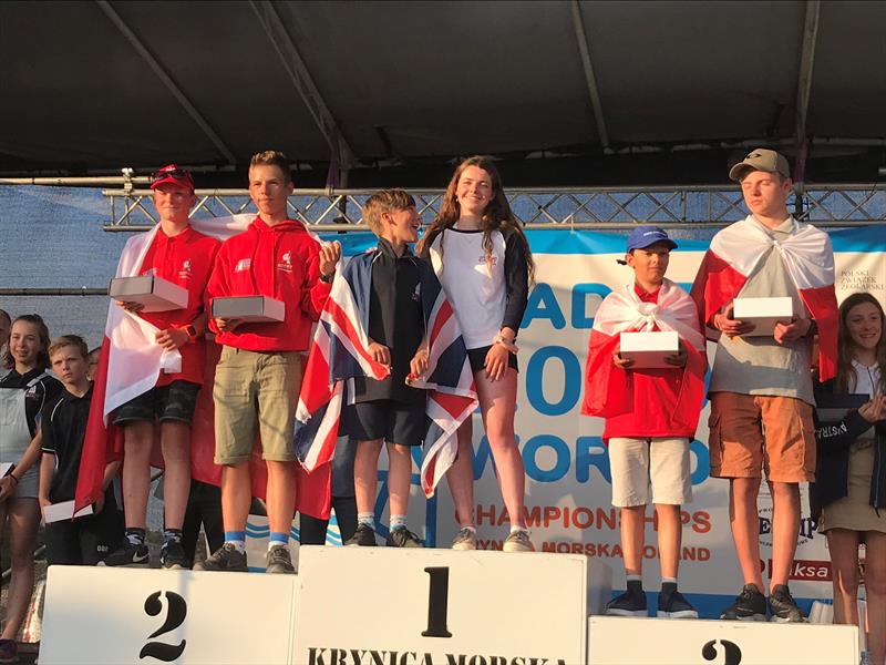 Promo Regatta Podium - overall winners Daisy Nunn & Oscar Bush - at the World Cadet in Poland - photo © International Cadet Class