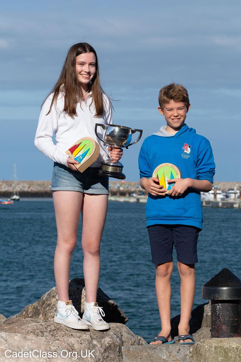Hannah Carruthers & George Cox-Olliff win the Cadet UK National Championships at Brixham photo copyright Tim Hampton / www.timhampton.uk taken at Brixham Yacht Club and featuring the Cadet class