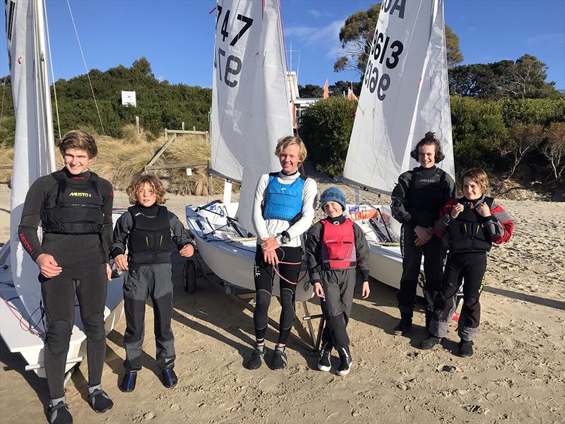 Three of the four Tasmanian crews about to have their last sail on the Derwent last Sunday before heading off to Germany for the worlds. - photo © Sam Ibbott