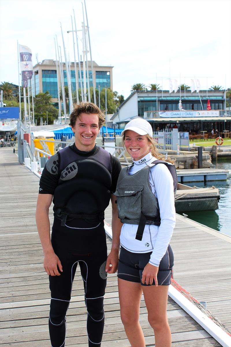 Cadet Nationals - Elliot Hughes and Jarrah Harris-Moore photo copyright Sarah Pettiford taken at Royal Geelong Yacht Club and featuring the Cadet class