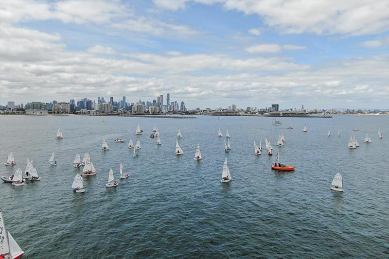 An outstanding view of the city skyline can be seen from the race course - International Cadet World Championships photo copyright Harry Fisher taken at Royal Yacht Club of Victoria and featuring the Cadet class