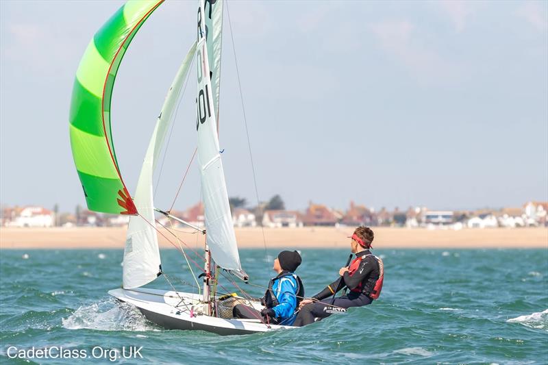 Vaikobi Cadet Class Spring Championships at Pevensey Bay photo copyright CadetClass.org.uk taken at Pevensey Bay Sailing Club and featuring the Cadet class