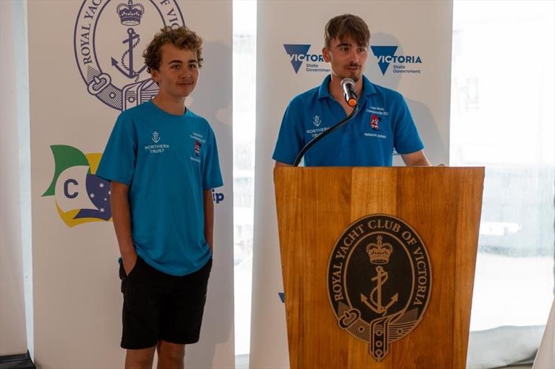 Cadet Worlds in Melbourne Prize Giving photo copyright FSR Industries - Media House taken at Royal Yacht Club of Victoria and featuring the Cadet class