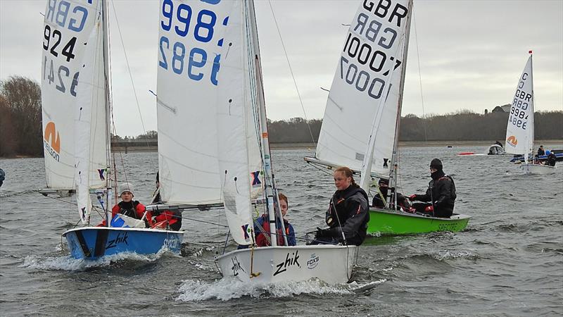 An enthusiatic fleet of Cadet sailors during Alton Water Frostbite Series Week 1 photo copyright Emer Berry taken at Alton Water Sports Centre and featuring the Cadet class