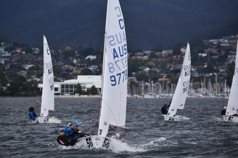 Faye Read and Olivia Hooper sailing Impulse are leading the International Cadet Class - 2023 Banjos Shoreline Crown Series Regatta day 2 photo copyright Jane Austin taken at Bellerive Yacht Club and featuring the Cadet class