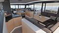 Port hull access over to the galley on board the Cure 55