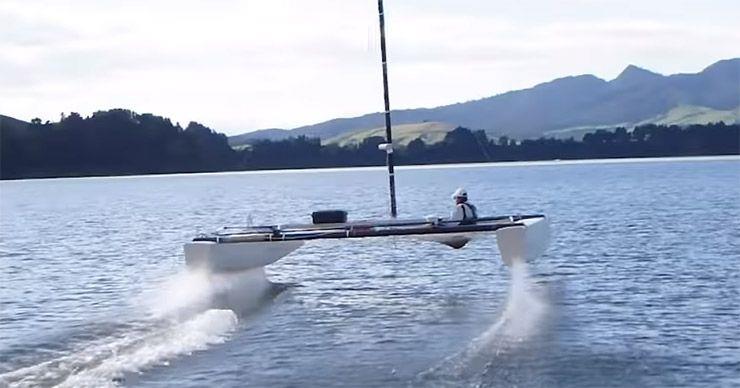 Emirates Team NZ found a quiet lake away from prying eyes so they could do their own experiments on foiling - photo © ETNZ