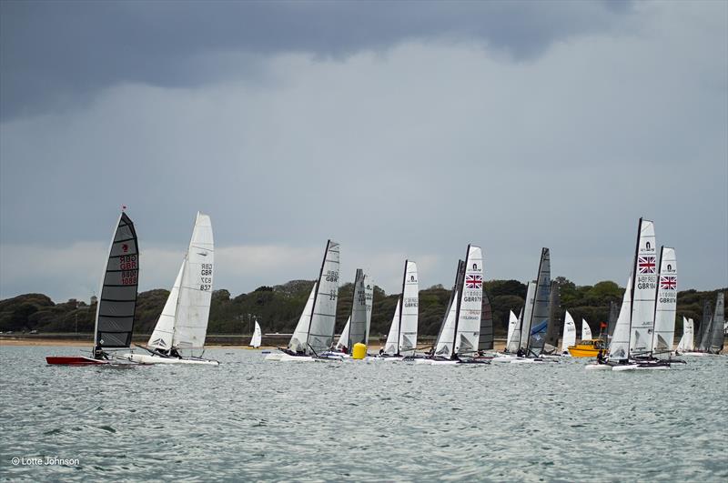 Fast Handicap Start during the Stokes Bay Cat Open photo copyright Lotte Johnson / www.lottejohnson.com taken at Stokes Bay Sailing Club and featuring the Catamaran class