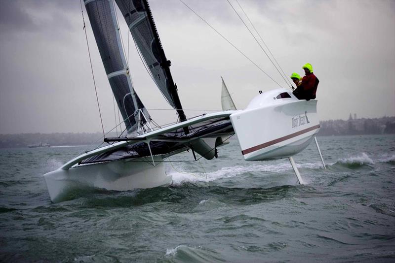 Going Up! Michael Van Der Zwaard's recently purchased catamaran, Dirty Deeds, is certain to be doing aerobatics at Hamilton Island Race Week 2018 photo copyright Rob Mundle taken at Hamilton Island Yacht Club and featuring the Catamaran class