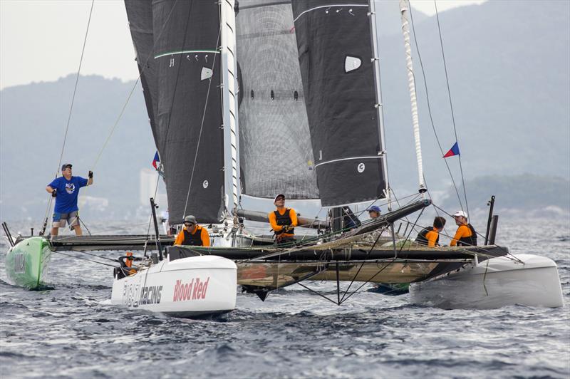 Bonza chases Blood Red. Phuket King's Cup 2019 photo copyright Guy Nowell / Phuket King's Cup taken at Royal Varuna Yacht Club and featuring the Catamaran class