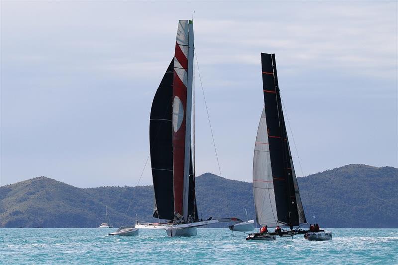 ORMA 60 dwarfs Back in Black - Airlie Beach Race Week photo copyright Shirley Wodson taken at Whitsunday Sailing Club and featuring the Catamaran class