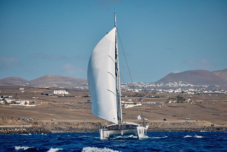 A private duel within the MOCRA Class is going on between GDD (FRA) skippered by Halvard Mabire, racing Two-Handed with Miranda Merron and Club Five Oceans (FRA) in the RORC Transatlantic Race photo copyright RORC / James Mitchell taken at Royal Ocean Racing Club and featuring the Catamaran class