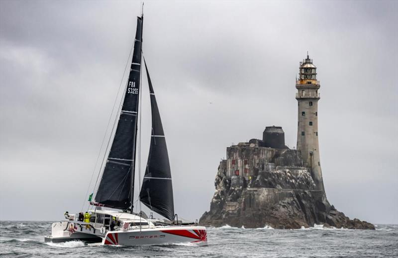 Vincent Willemart's TS42 Banzai (BEL) in the 2021 Rolex Fastnet Race photo copyright Kurt Arrigo / Rolex taken at Royal Ocean Racing Club and featuring the Catamaran class