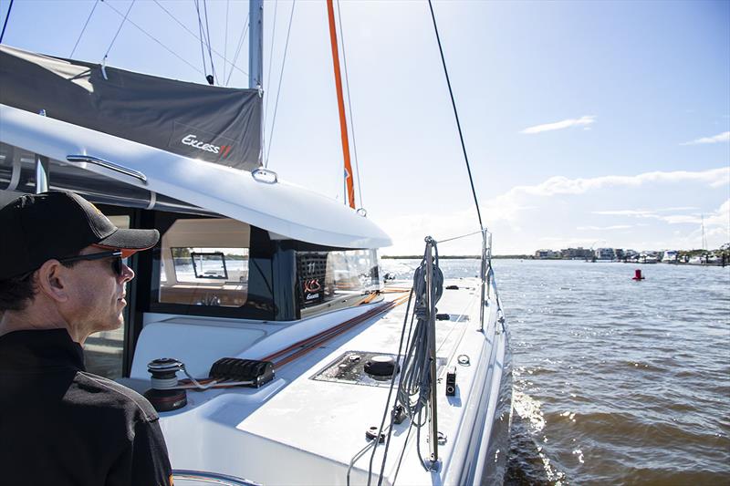 Wide decks and easy access to control lines on the Excess 11 photo copyright John Curnow taken at  and featuring the Catamaran class