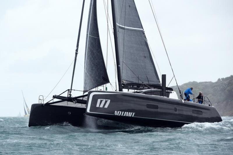 Yann Marilley's 18-metre VPLP designed catamaran No Limit (FRA) photo copyright Rick Tomlinson taken at Royal Ocean Racing Club and featuring the Catamaran class