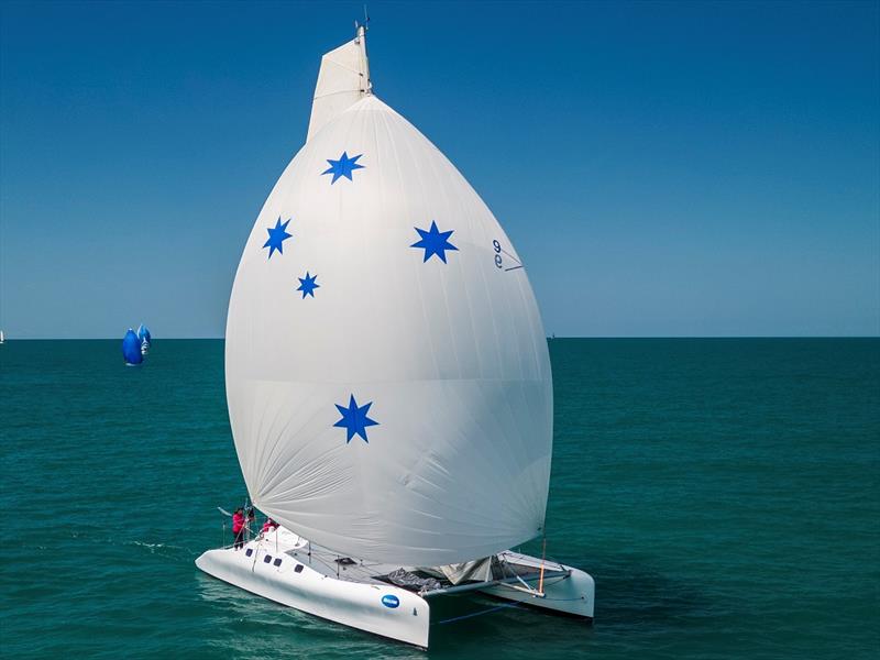 Roamance - the crew were happy for clear air and a big kite - SeaLink Magnetic Island Race Week photo copyright Andrea Francolini / SMIRW taken at Townsville Yacht Club and featuring the Catamaran class
