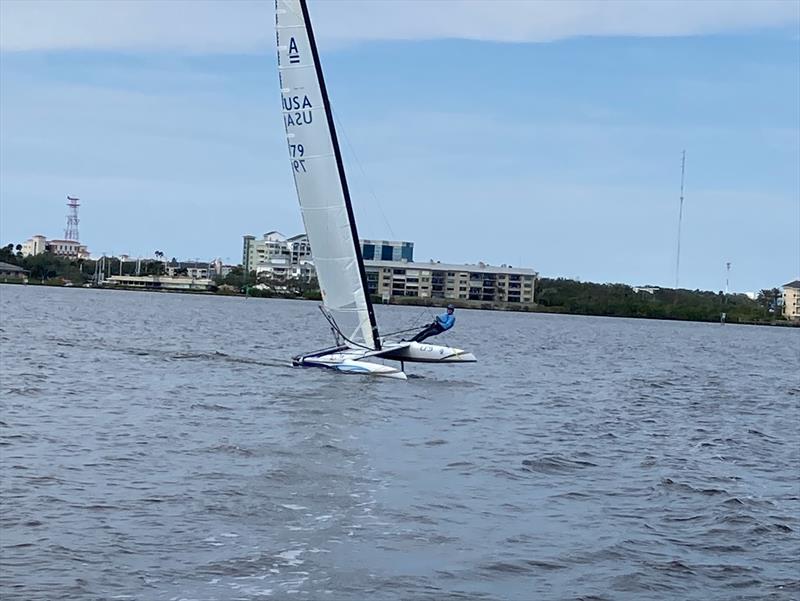 A Class Cat racecourse acion photo copyright Melbourne Yacht Club, 2022 Melbourne, FL taken at  and featuring the Catamaran class