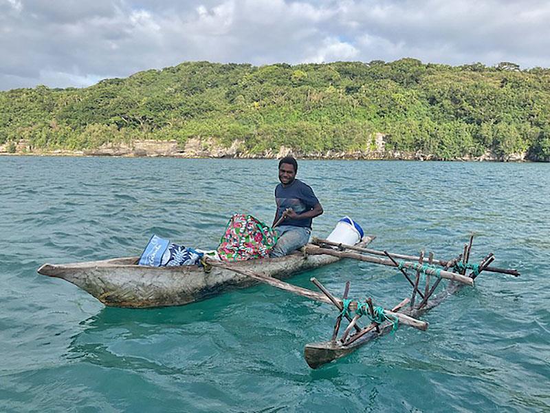 Tanna - This man came to the boat to pick up donations for his wife and kids. Another sailor met her the day before. She and her newborn are both undernutritioned  and she cannot properly breastfeed. We had milk powder, protein powder (instructed him),  photo copyright Renate Klocke taken at  and featuring the Catamaran class