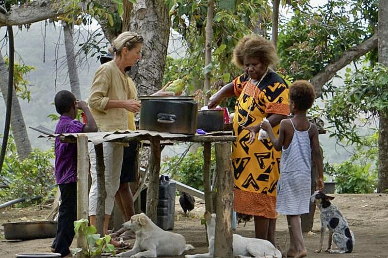 Jocelyn Namaka is our contact person She has spent some time in Australia, can read and has a mobile phone. She works to empower the women and keep the government in Port Vila updated on the situation on the southern islands. She will distribute our dona - photo © Renate Klocke