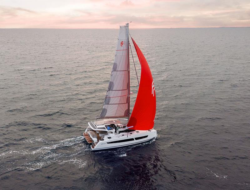FP41 has a large, 120m2 Gennaker to assist the square top when you're off the breeze photo copyright Fountaine Pajot taken at  and featuring the Catamaran class