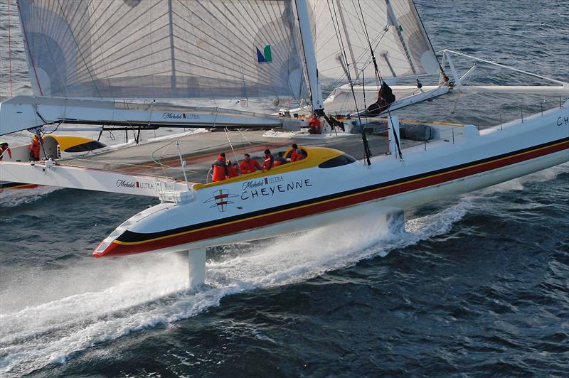 The 125-foot Cheyenne (ex-PlayStation) 2005 Qatar to Qatar - Oryx Quest photo copyright Claire Scully taken at  and featuring the Catamaran class