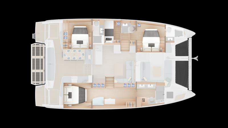 Lagoon 47 layout - Bunkbeds - photo © The Multihull Group