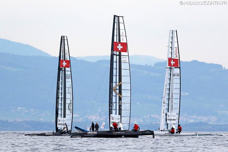 Fleet Race qualification day 2 in the Little Cup 2015 photo copyright Pierrick Contin / www.pierrickcontin.com taken at Société Nautique de Genève and featuring the C Class Cat class