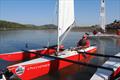 Overall winner Val Millward aboard “Legless Jester”, shortly after launching during the Challenger Scottish Championship