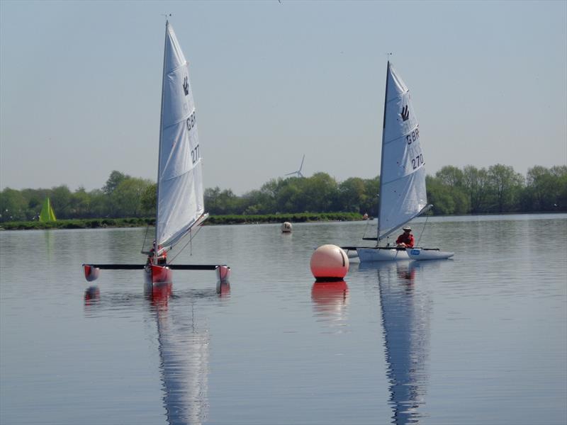 John Draper (277) and Graham Hall (270) during the Burghfield Challenger Regatta photo copyright Marion Edwards taken at Burghfield Sailing Club and featuring the Challenger class