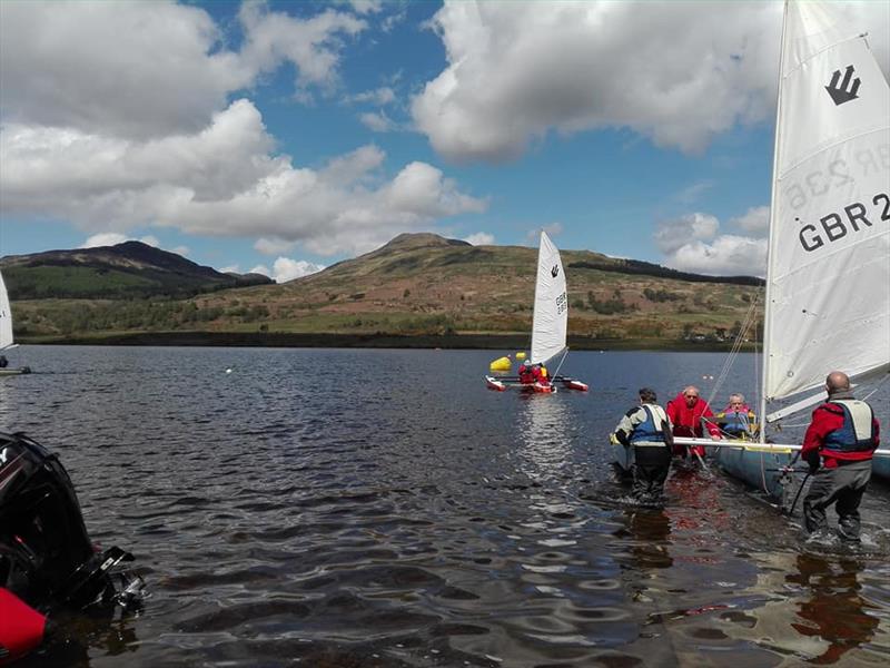 Setting off during the T2 Challenger Travellers at Loch Venachar photo copyright Enid McPartlin taken at Loch Venachar Sailing Club and featuring the Challenger class