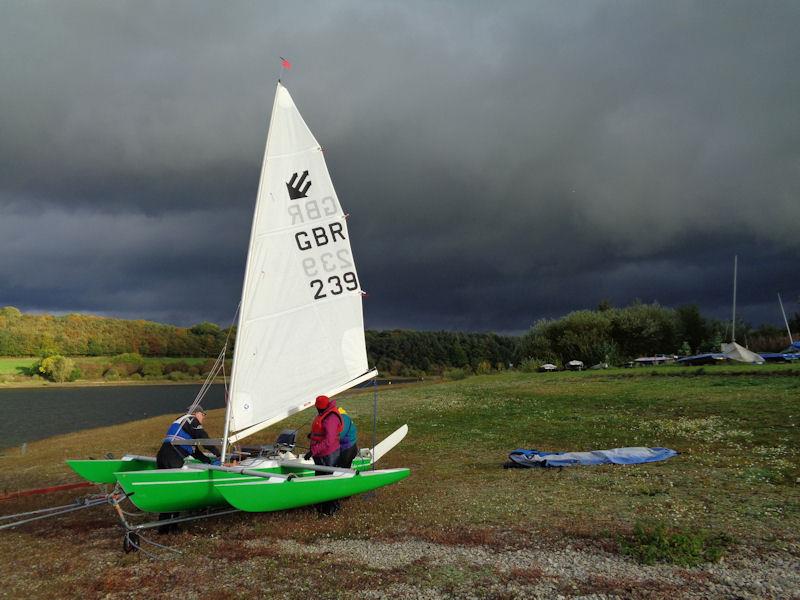 Dark clouds on Saturday thankfully bypass the Ogston Challenger Open photo copyright Marion Edwards taken at Ogston Sailing Club and featuring the Challenger class