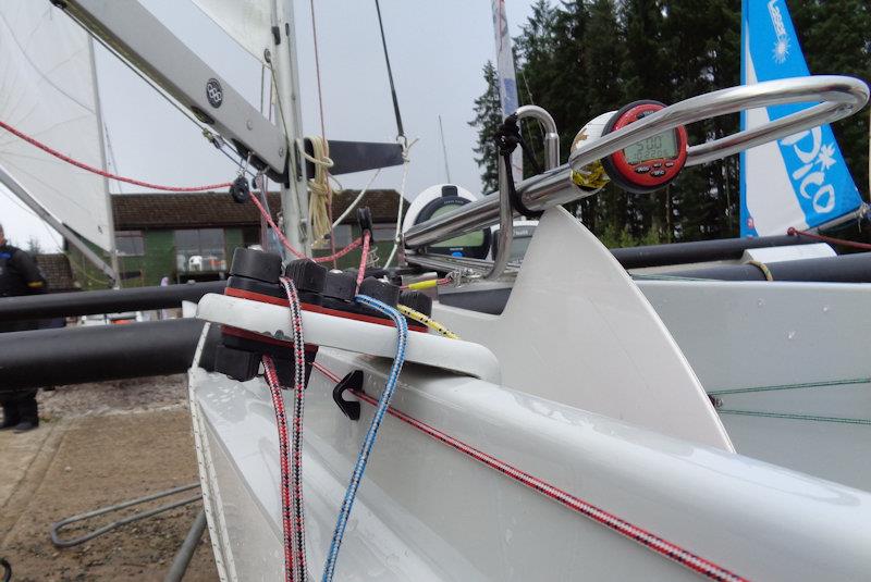 Alex Hovden's control lines are all led down the port side, using the underside to mount cleats as well photo copyright Marion Edwards taken at Rutland Sailing Club and featuring the Challenger class