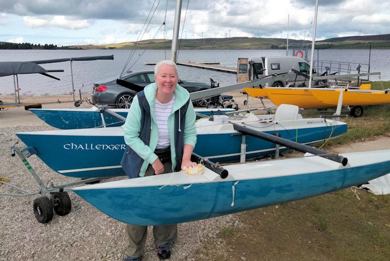 Lynn Steward, an inspirational Challenger sailor photo copyright Ewan Kirkbride taken at Llyn Brenig Sailing Club and featuring the Challenger class