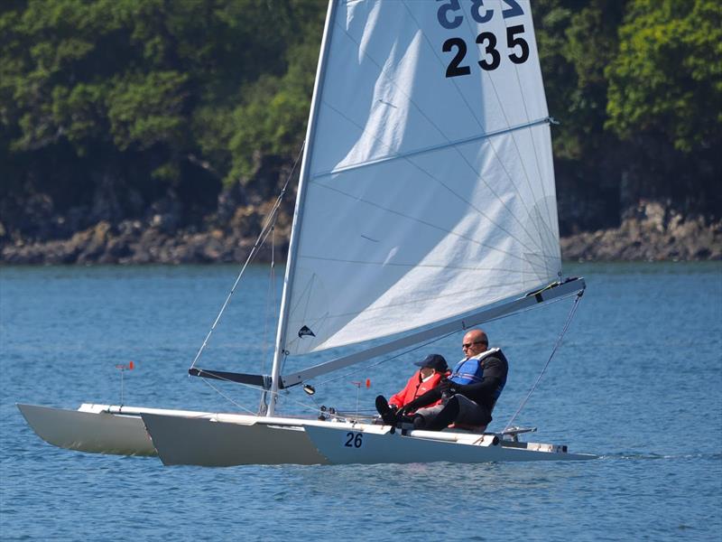 Special merit award winner, Zoe McPartlin and “Buddy`, coach and husband perched on the side seat throughout the Challenger Scottish Championship photo copyright Margaret Purkis taken at Solway Yacht Club and featuring the Challenger class