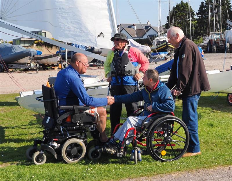One of the special highlights, making new friends and renewing longstanding ones during the Challenger Scottish Championship photo copyright Margaret Purkis taken at Solway Yacht Club and featuring the Challenger class