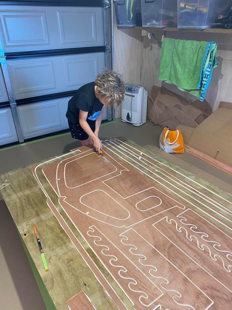 The Davies family home-build project underway from a Leech Cherub kitset photo copyright Ray Davies  taken at Wakatere Boating Club and featuring the Cherub class