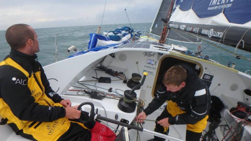 `Since start it turned into a great battle at front of Class 40 pack between Corum, Phorty and us. Nothing like some wind and rain to see us off, as a bit of a warning shot that we are not cruising Med and have some uncomfortable conditions ahead,` Phil photo copyright Phil Sharp Racing taken at Royal Ocean Racing Club and featuring the Class 40 class