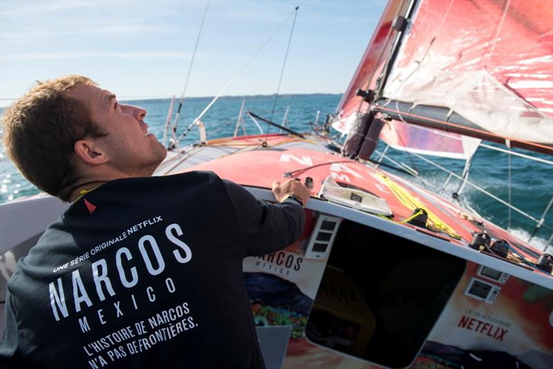Sam Goodchild on board his Class40, Narcos Mexico photo copyright Ronan Gladu / Rivacom taken at  and featuring the Class 40 class