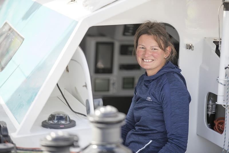 Claire Pruvot on Service Civique has been rescued by a cargo ship after she crashed into it during the Route du Rhum-Destination Guadeloupe photo copyright Alexis Courcoux taken at  and featuring the Class 40 class